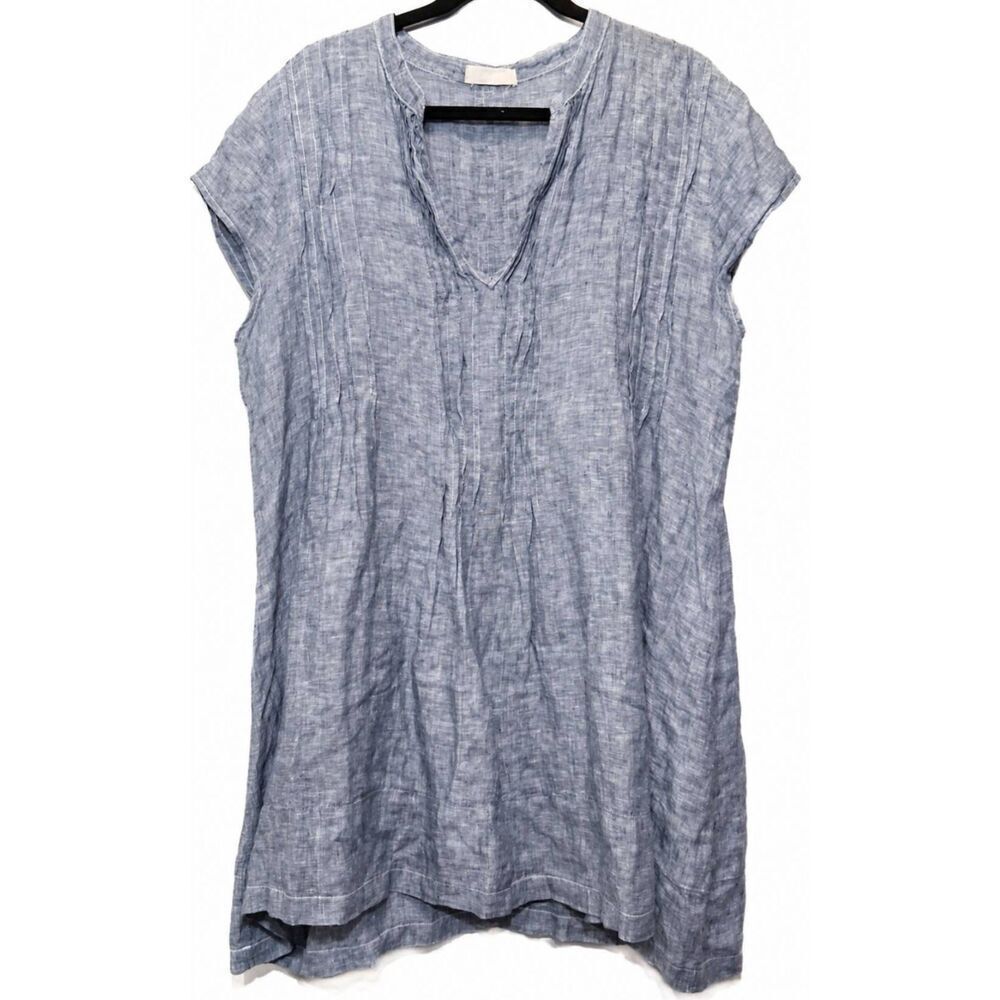 Cp shades womens large 100% linen shift dress airy lightweight gauzy